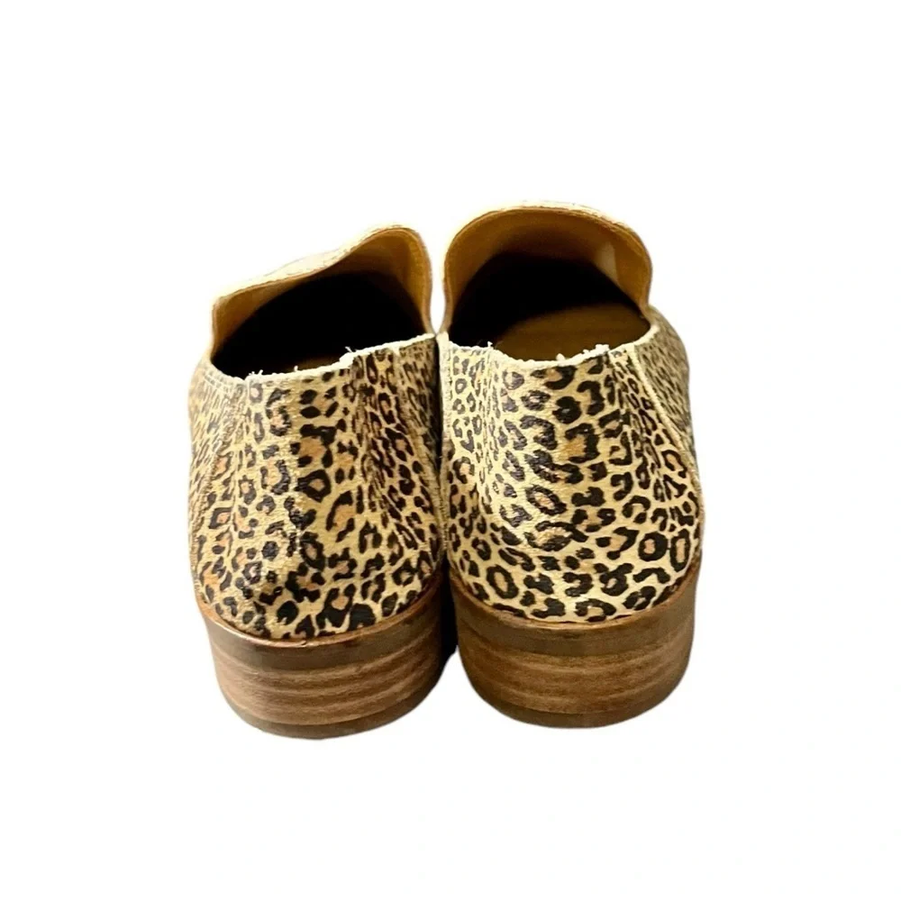 Lucky Brand Cahill Leopard Print Leather Slip On Loafers Size 7.5M Tan/Black